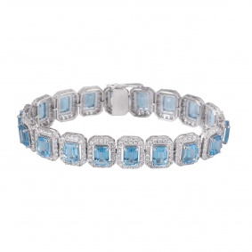 White Gold Topaz and Diamond Bracelet